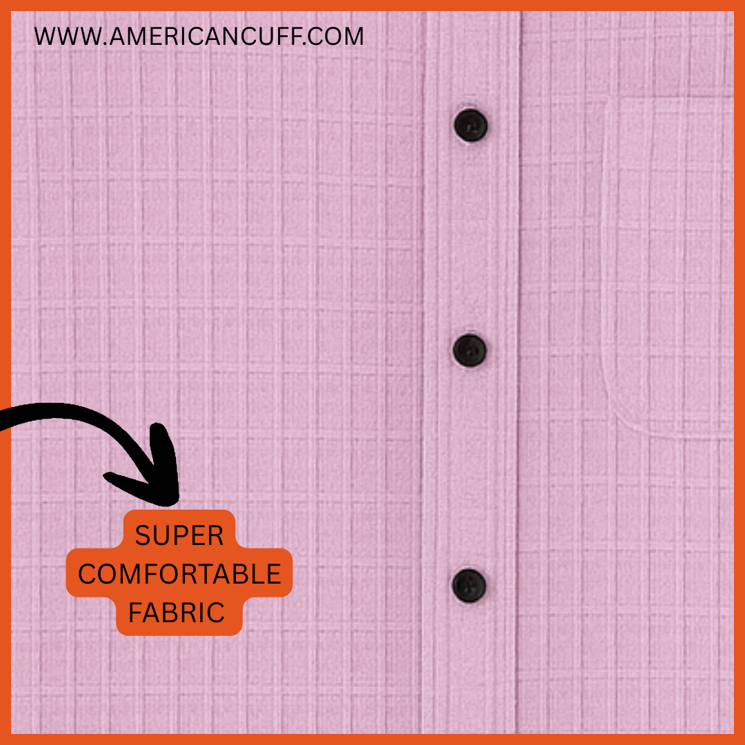 Premium Pink Checked Half Sleeve Shirt – Popcorn Fabric, Super Comfortable Casual Wear | American Cuff